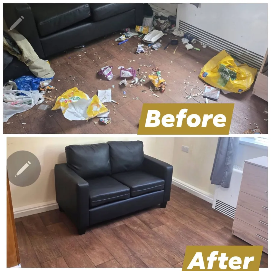 End of tenancy cleaning, before and after, Manchester