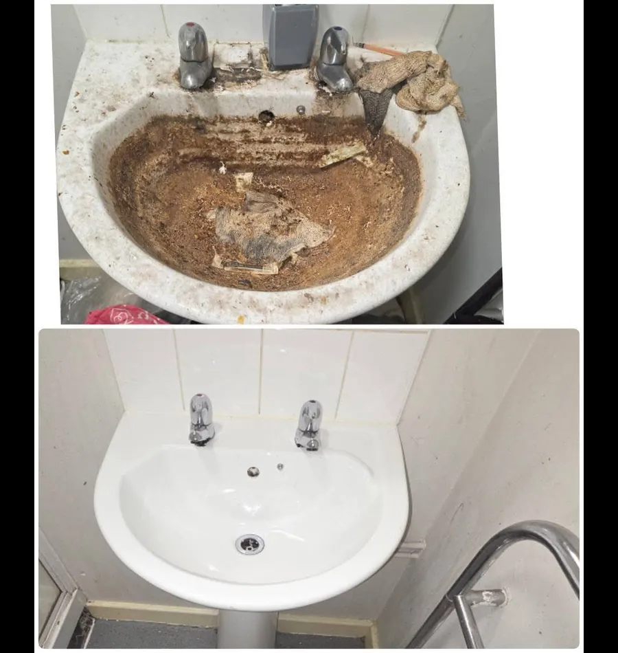 Deep cleaning, bathroom sink before and after, Manchester