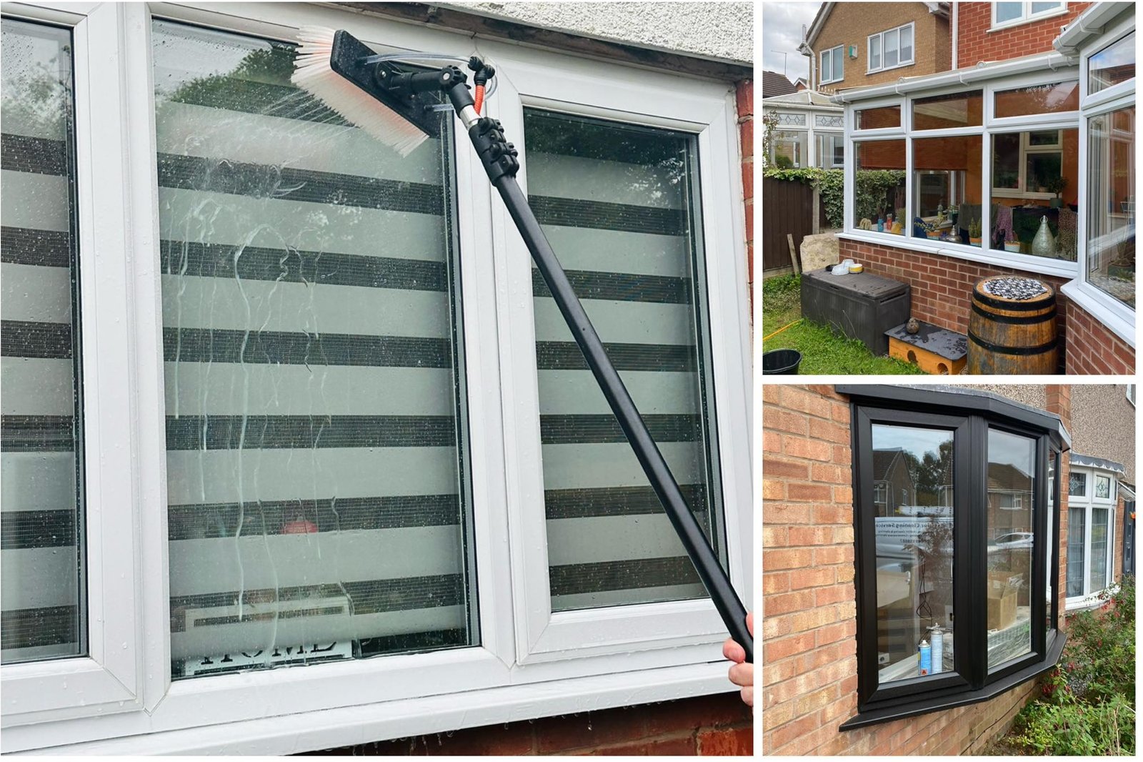 Pure water window cleaning on a two-storey house in Manchester