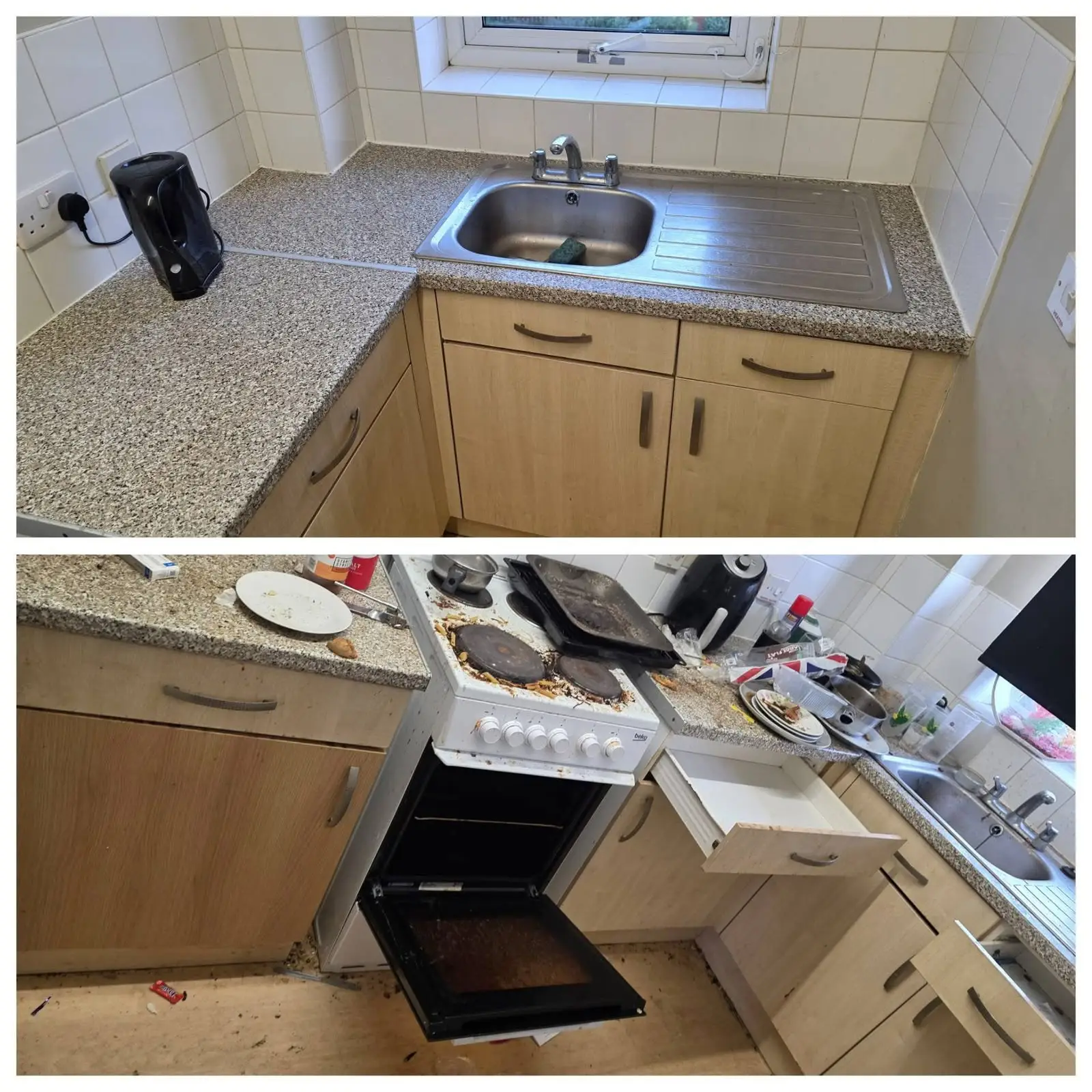 Before and after deep clean, Manchester