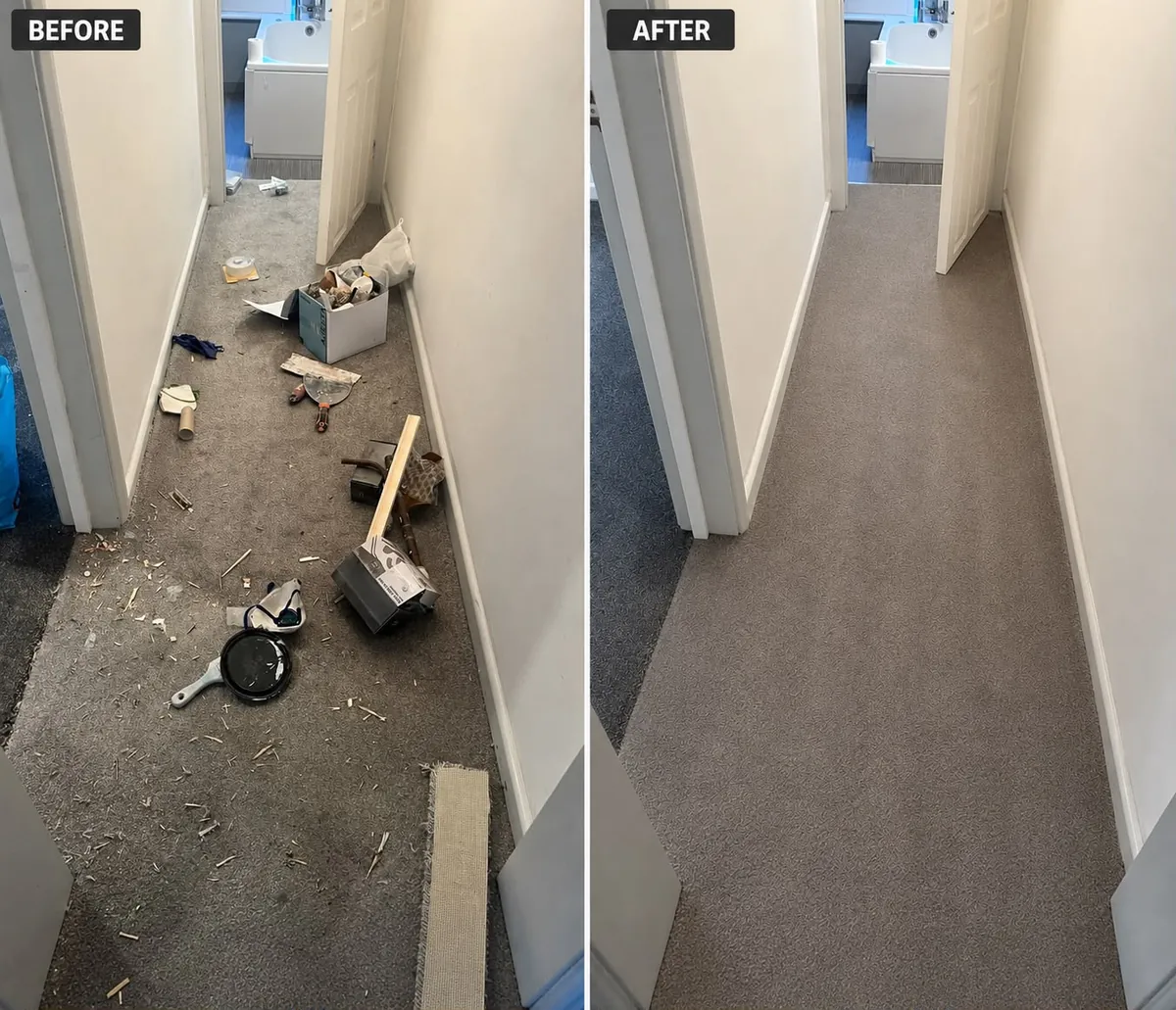 After builders cleaning services in Manchester, before and after